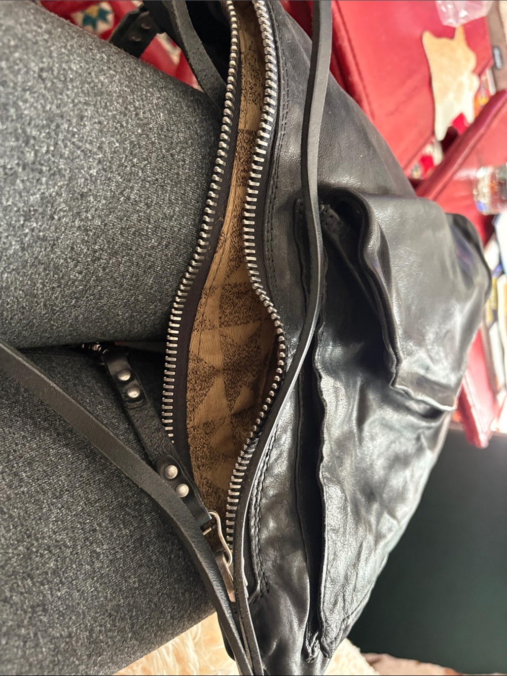 A.S.98 Black Leather  Backpack - Picture 7 of 7